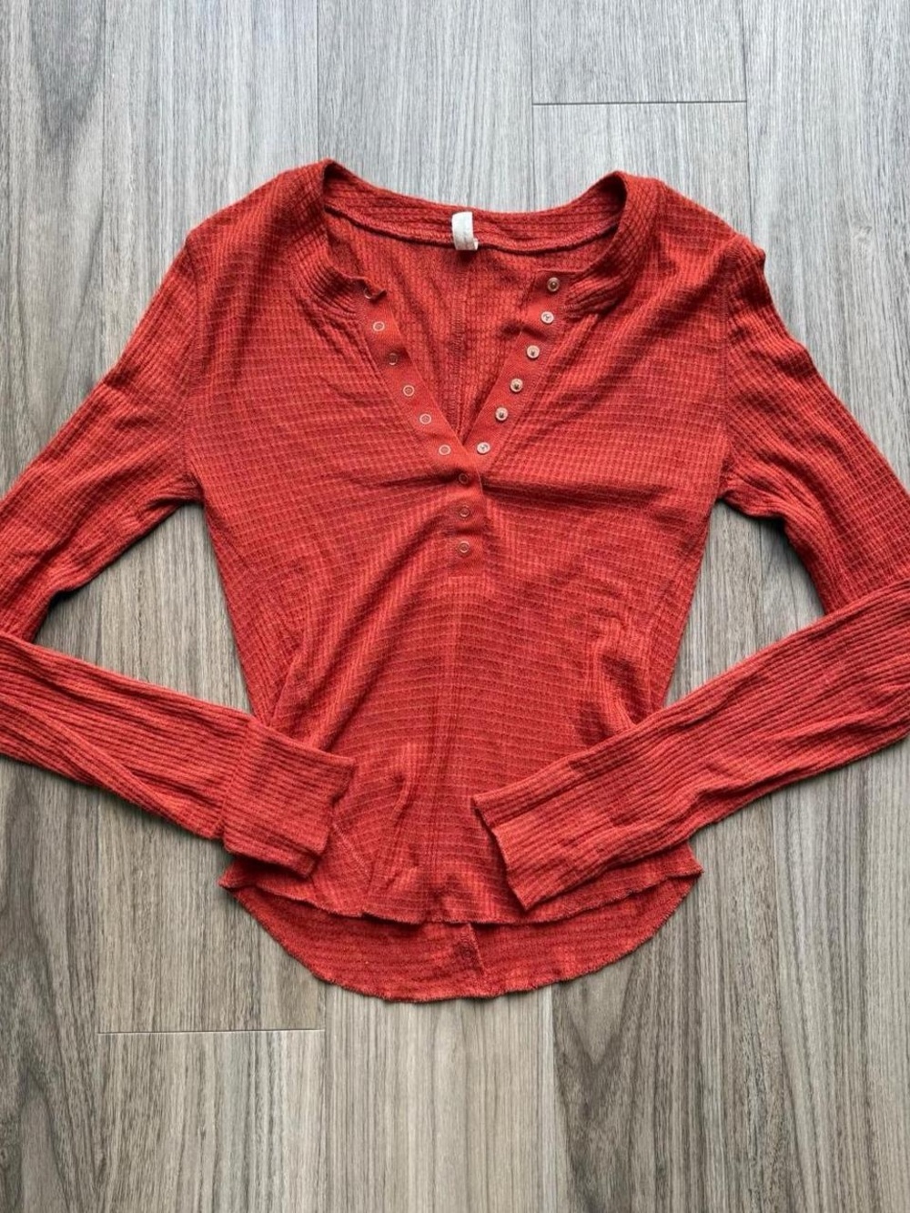Free People Orange Henley Shirt